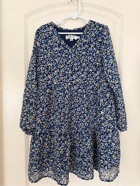 NWT Girls' Molly Bracken Navy Floral Long-Sleeve Dress